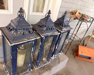 Large black metal outdoor lanterns, patio candle holders