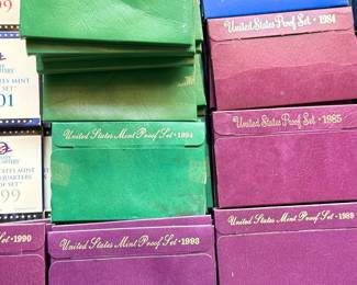 United States Mint Proof Sets, multiple years, coin collection