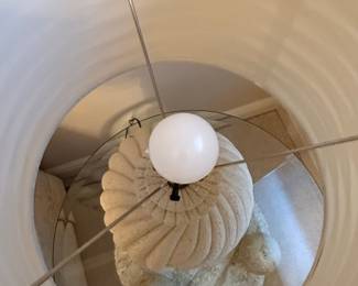 Vintage Textured Ceramic Rope Twist Table Lamp with Drum Shade