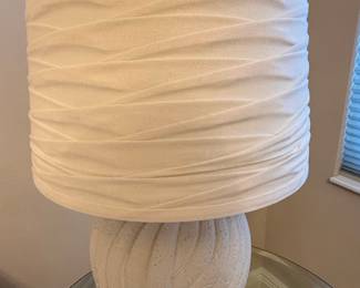 Vintage Textured Ceramic Rope Twist Table Lamp with Drum Shade