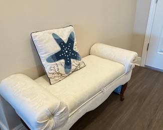Coastal Style Chaise Lounge Bench with Starfish Pillow
