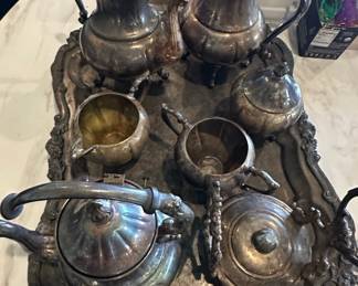 F. B. Rogers Silver-Plated Tea Set with Tray