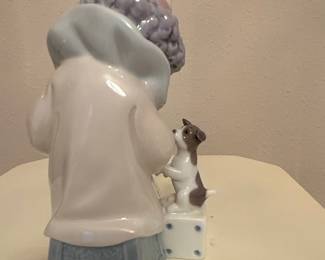 Lladro #5279 Pierrot with Concertina Porcelain Figurine with Dog