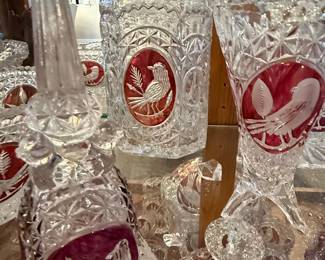 Hofbauer "Byrdes" Collection Ruby Overlay Crystal Vase