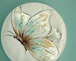 Eangee Home Design Butterfly Wall Decor Pearl and Soft Aqua