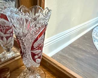 Hofbauer Byrdes Collection Ruby Red Crystal Vase