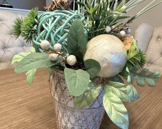 Coastal Faux Floral Arrangement in Textured Pot