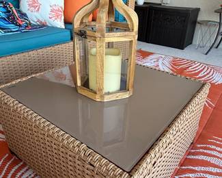 Wicker Sectional Outdoor Sofa with Teal Cushions