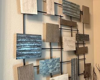 Mid-Century Modern Geometric Metal and Wood Wall Art