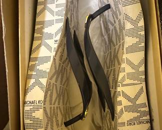 Michael Kors MK Signature Logo Flip-Flops and Embellished Slide Sandals