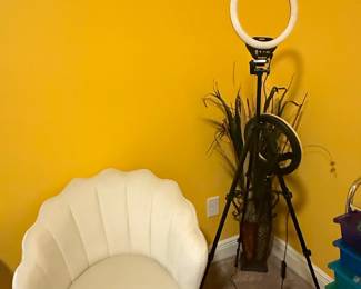 Ring Light with Tripod and Accent Chair