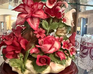 Capodimonte Porcelain Floral Arrangement with Bird