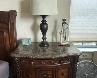 Antique Mahogany Nightstand with Marble Top