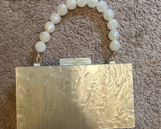 Vintage Acrylic Box Clutch with Beaded Handle