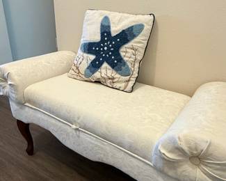 Coastal Style Chaise Lounge Bench with Starfish Pillow