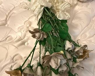 Capodimonte Porcelain Roses Arrangement with Gilded Edges