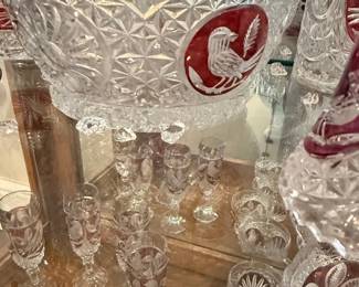 Hofbauer Byrdes Collection Ruby Red Cut to Clear Crystal Set