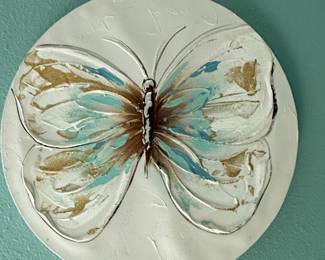 Eangee Home Design Butterfly Wall Decor Pearl and Soft Aqua