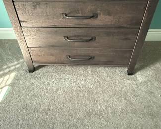 Dark Wood 4-Drawer Dresser with Metal Hardware