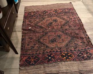 Antique Tribal Handwoven Wool Rug (Possibly Baluch) $400