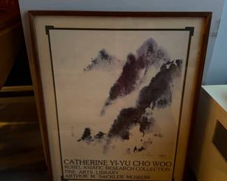 Framed print featuring a landscape painting by the artist Dr. Catherine Yi-Yu Cho Woo (1935–2021)  $200