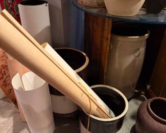 Star Stoneware 2-Gallon Crock: Two-Tone Cobalt Blue, Circa 1900-1945 Set of 2 $305 