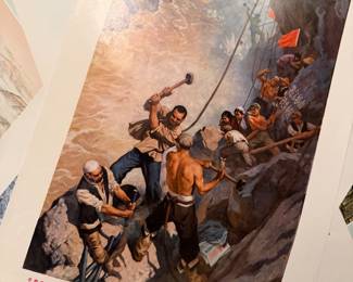 Chinese poster; Pulling the Yellow River up a high mountain by hand (手牵黄河上高山), Socialist Realist Style, 1970's  $50