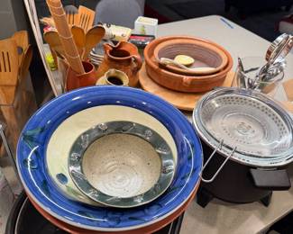 Blue Glazed Tapas Dishes small $25 , Medium $35 | Presto 8-Quart Big Kettle, Steamer and Deep Fryer Multi-Cooker, Black $50