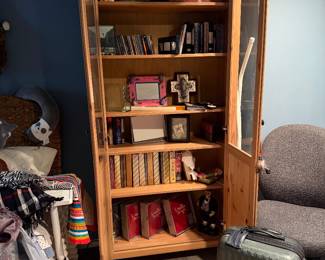 IKEA HEMNES glass-door cabinet made of solid pine, Approx. 77" to 78" tall, 35"  wide, $500