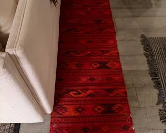 Bright Red Baluch tribal runner, Traditionally hand-knotted from 100% wool, Approx. 2-3' Wide, 7-10' Long, Price $450  