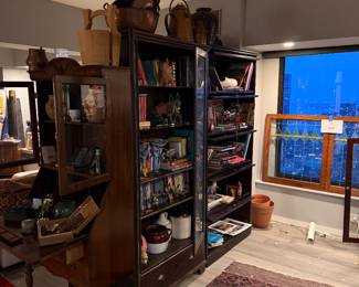 Far lelft end : Antique Edwardian Bureau Bookcase In Oak $1,200