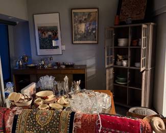 (Left Navy base multicolor pattern ) Silk Zardozi Tapestry: Floral Jewel detailing  $150