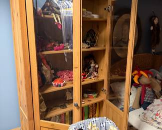 IKEA HEMNES glass-door cabinet made of solid pine, Approx. 77" to 78" tall, 35"  wide, $500