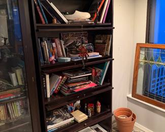 Elegant Dark Wood Barrister Book shelf, $1,500 | Approx. 76 inches tall x 36 inches wide x 12 inches deep.