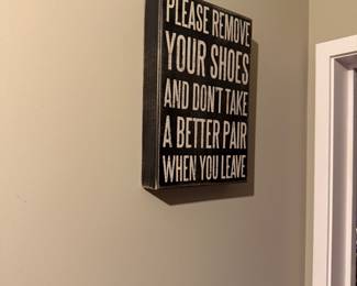 entry way home decor sign, black with white letterig, 8" x 12" $25