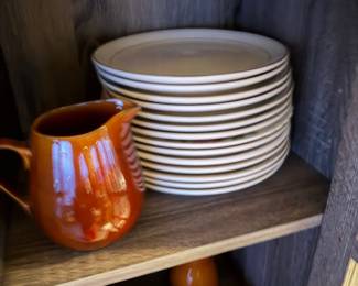 Mid-Century Ceramic Syrup Jug $45 | Set of ~12 Vintage Ironstone Plates $60