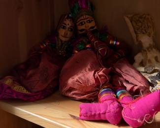 traditional handcrafted Rajasthani wood puppets, also known as Kathputli, which are native to the Rajasthan region of India. Pair $80