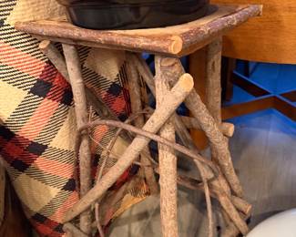  Adirondack twig side table, a style of American folk art furniture 19th-20th century $700 | Jingisukan (Genghis Khan) grill pan $75 