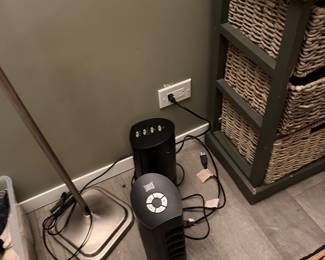 (Front) Intertek 3 Speed Tower Oscillating Fan Black 13" $50 | (Back)  Cascade 40-inch 40" Fan $50