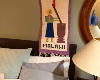 Hand-woven African wool tapestry from Malawi, $142