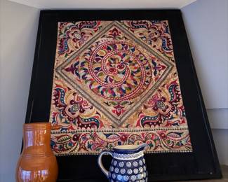 Framed Embroidery Artwork  Baoxianghua, or "Treasure Floral Medallion," a staple of Chinese art since the Tang Dynasty $380 |  