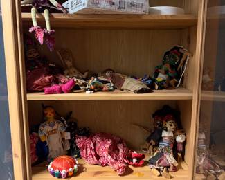 Vintage Folk Doll Group Assortment (Wizard, Native American Beaded Figure, & Handmade Characters