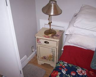 PAINT-DECORATED NIGHTSTAND & LAMP