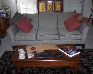 GRAY SOFA, COFFEE TABLE & SMALLS