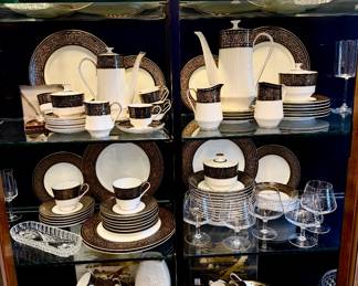 Large set of Mikasa "Holyoke", two coffee, tea service sold separately.