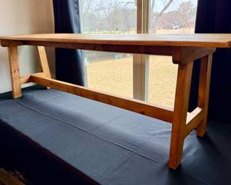 We have a pair of wooden benches that would be great at a kitchen table.