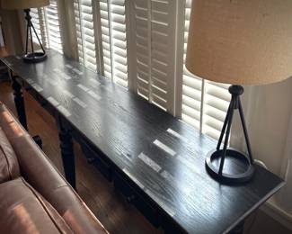 Sofa Table and Lamps