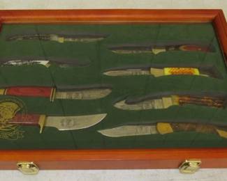 North American Hunting Club Knives in Display Case