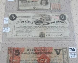 1800's $5.00 Notes