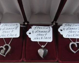 Sterling & Diamond Heart Necklaces